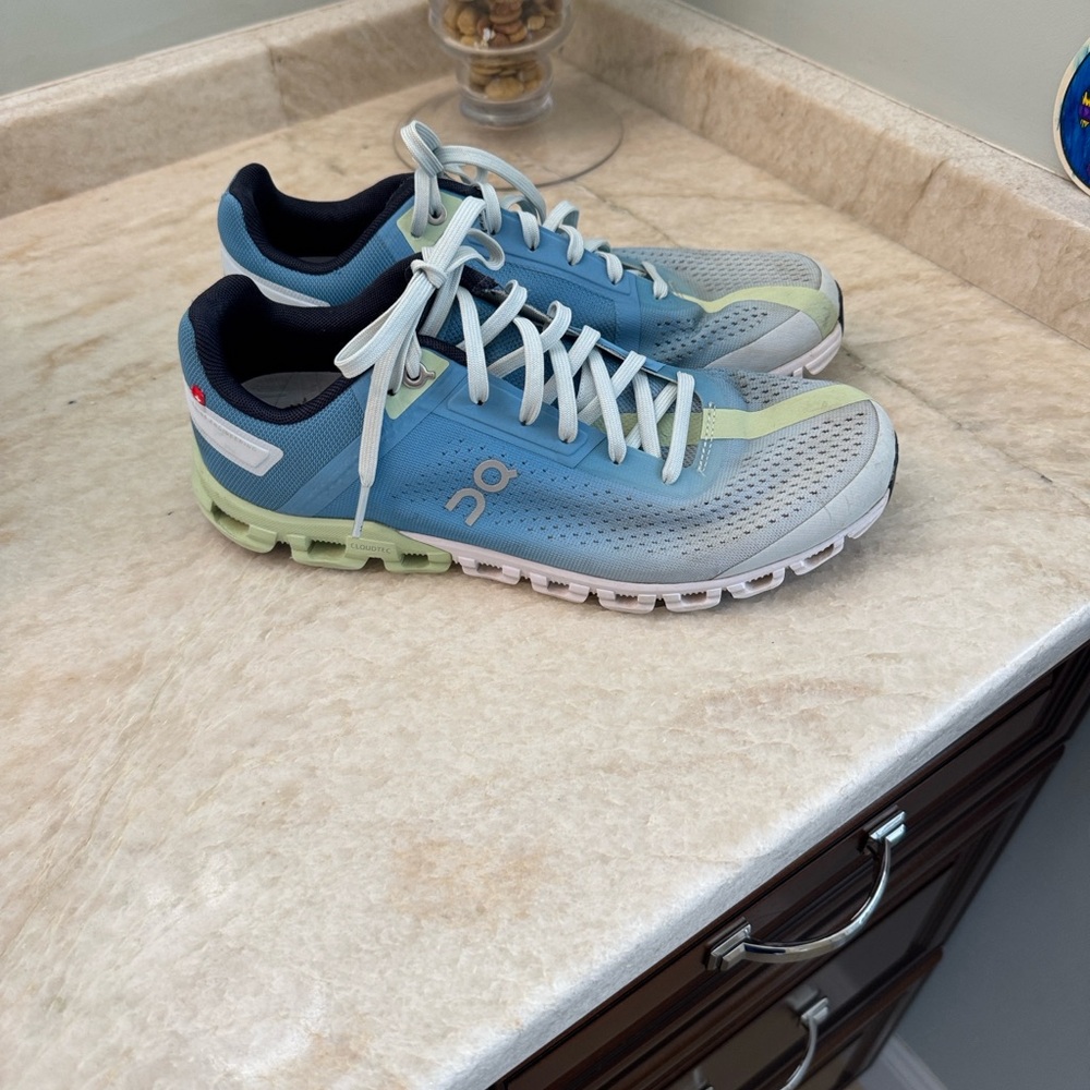 On Cloud Running Sky Blue and White Sneakers